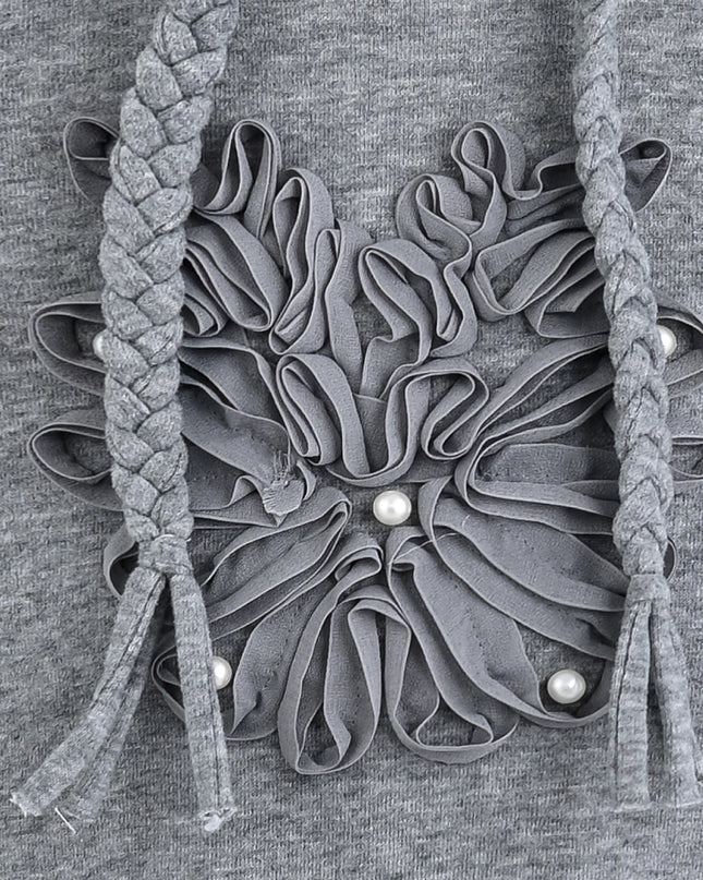 kids atelier mimi tutu Gray Embellished Hooded Sweatshirt