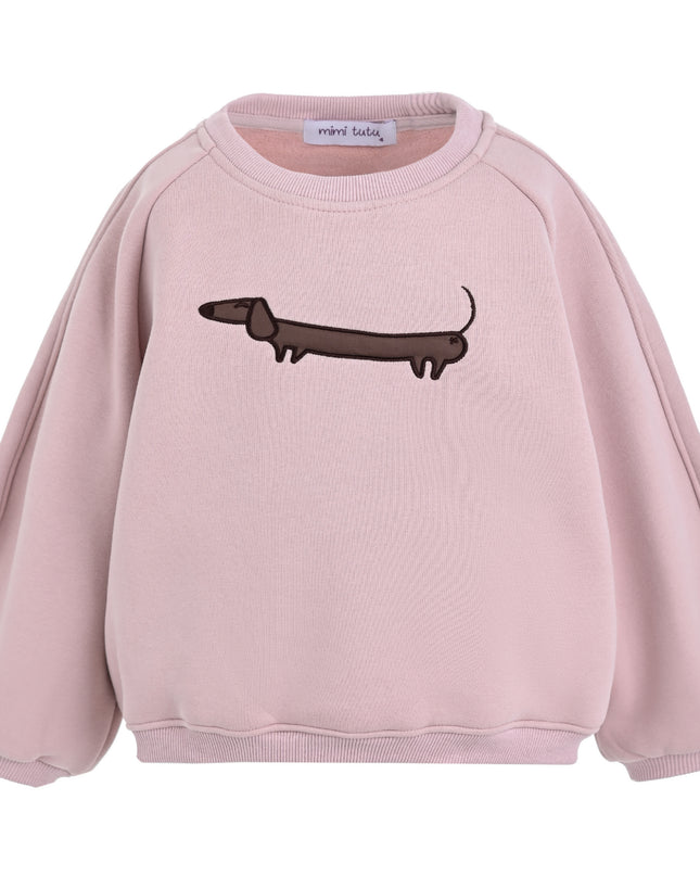kids atelier mimi tutu Light Pink Dachshund Sweatshirt