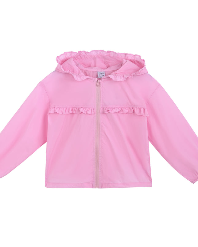 kids atelier mimi tutu Pink Light Jacket with Ruffle Hood