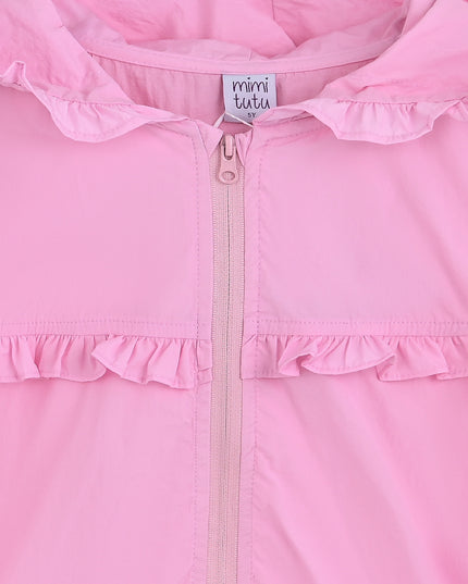 kids atelier mimi tutu Pink Light Jacket with Ruffle Hood