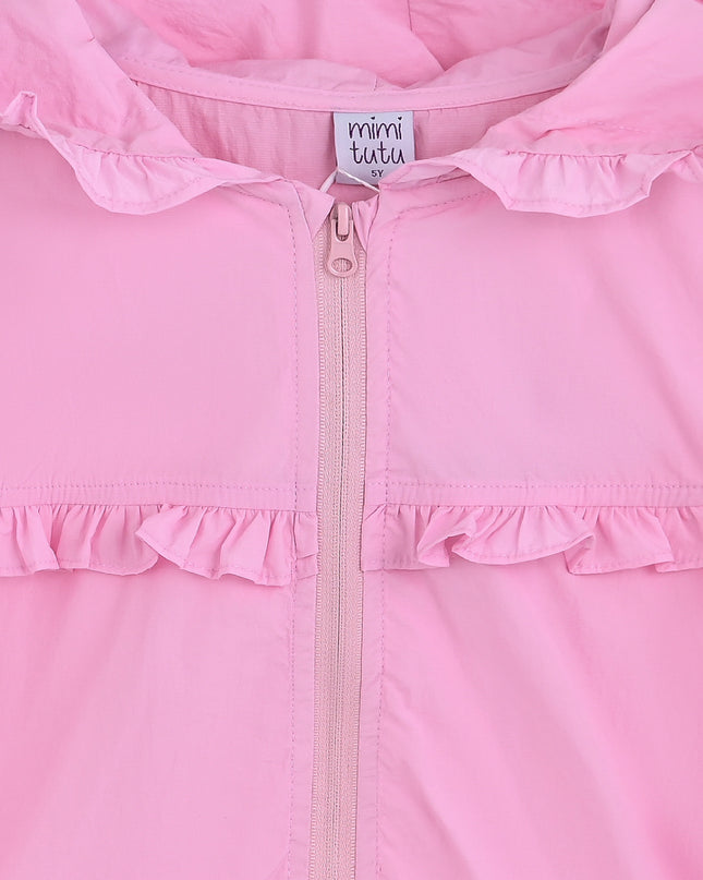 kids atelier mimi tutu Pink Light Jacket with Ruffle Hood