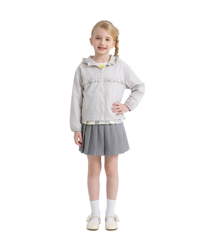 kids atelier mimi tutu White Light Jacket with Ruffle Hood