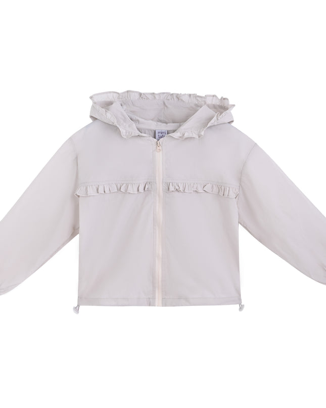 kids atelier mimi tutu White Light Jacket with Ruffle Hood