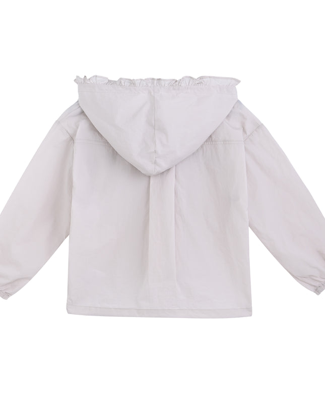 kids atelier mimi tutu White Light Jacket with Ruffle Hood