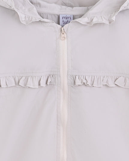 kids atelier mimi tutu White Light Jacket with Ruffle Hood