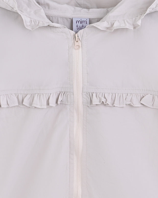 kids atelier mimi tutu White Light Jacket with Ruffle Hood