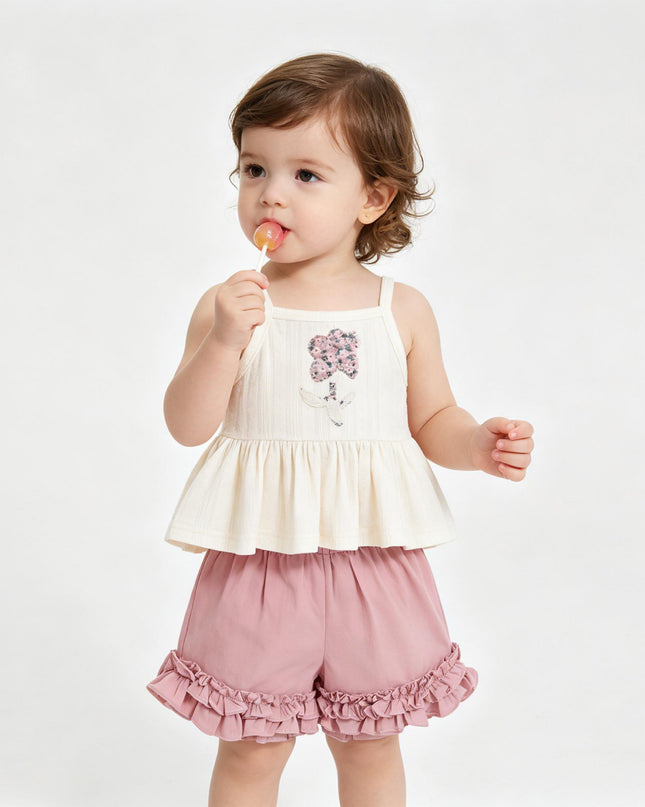 kids atelier mimi tutu Pink Ruffle Short Set