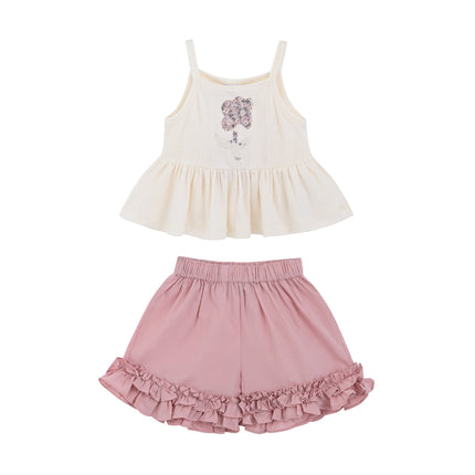 kids atelier mimi tutu Pink Ruffle Short Set