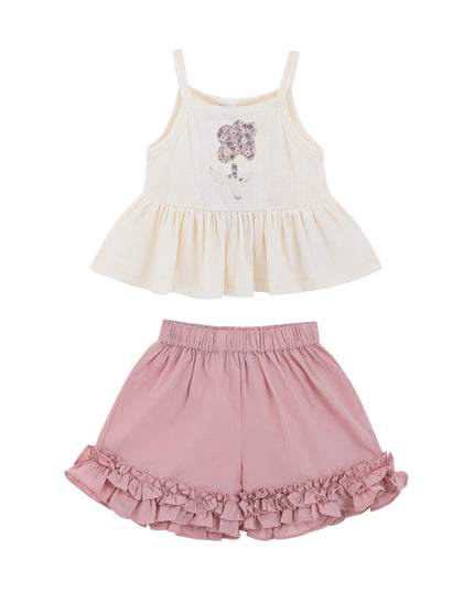 kids atelier mimi tutu Pink Ruffle Short Set