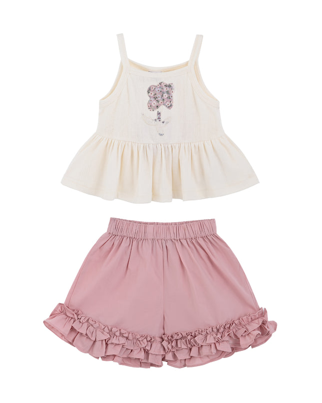 kids atelier mimi tutu Pink Ruffle Short Set