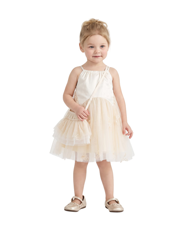 kids atelier mimi tutu Beige Mirelle Petal Flared Tulle Dress