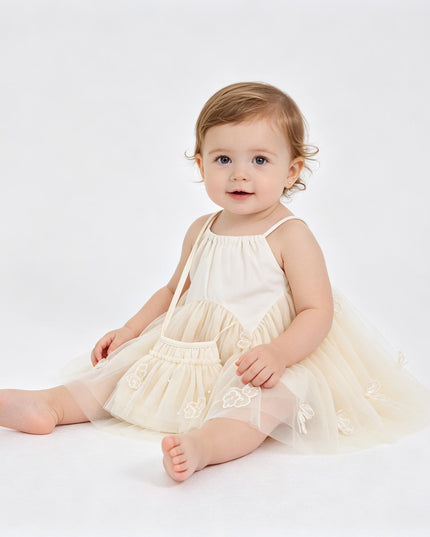 kids atelier mimi tutu Beige Mirelle Petal Flared Tulle Dress