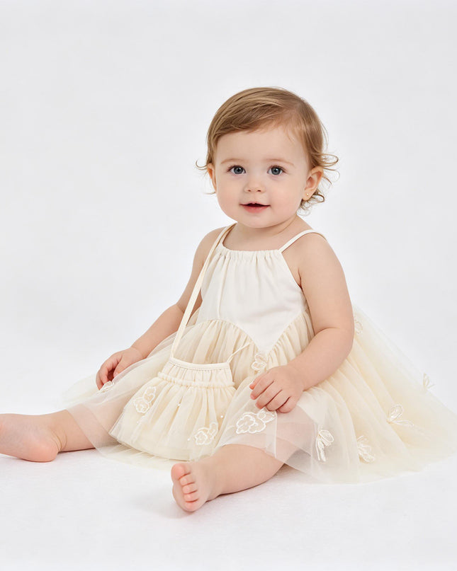 kids atelier mimi tutu Beige Mirelle Petal Flared Tulle Dress