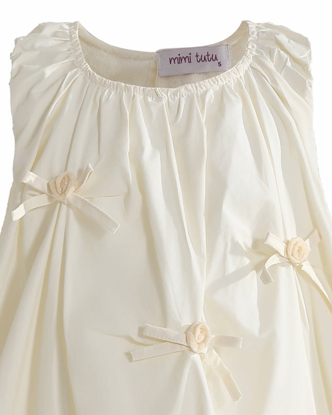 Kids atelier mimi tutu Cream Verona Bow Rosette Balloon Dress