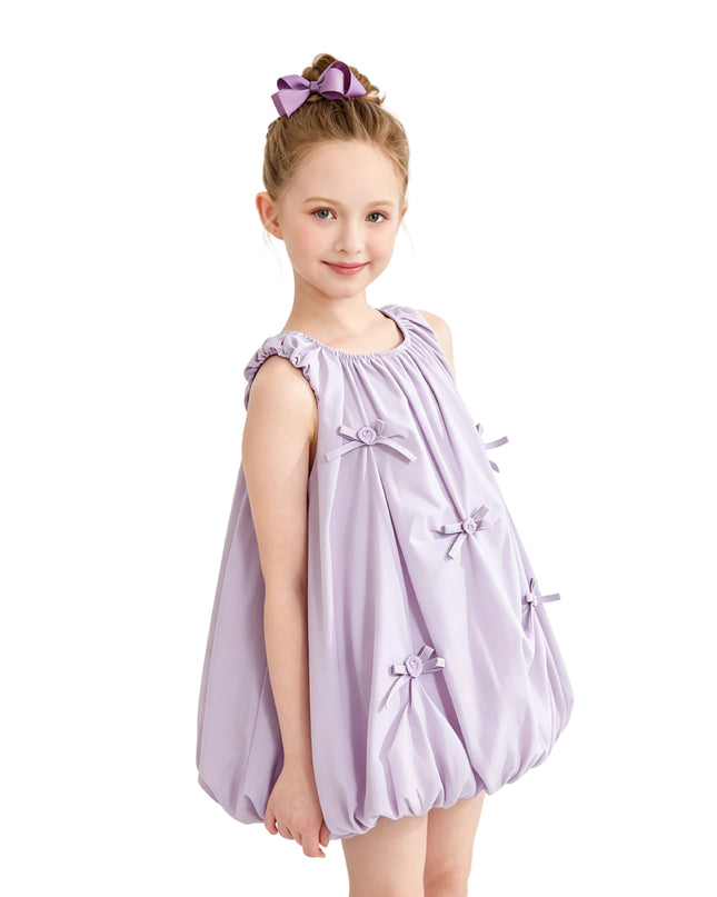 Purple Verona Bow Rosette Balloon Dress