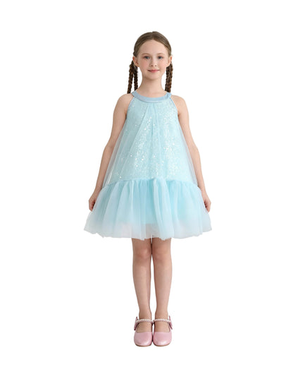 kids atelier mimi tutu Blue Amelisse Sequin Back Bow Dress