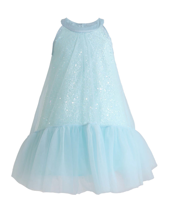 kids atelier mimi tutu Blue Amelisse Sequin Back Bow Dress