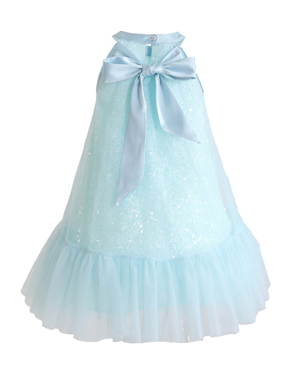 kids atelier mimi tutu Blue Amelisse Sequin Back Bow Dress
