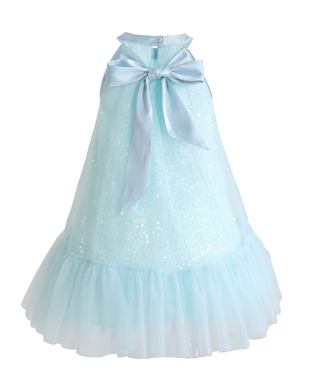 kids atelier mimi tutu Blue Amelisse Sequin Back Bow Dress