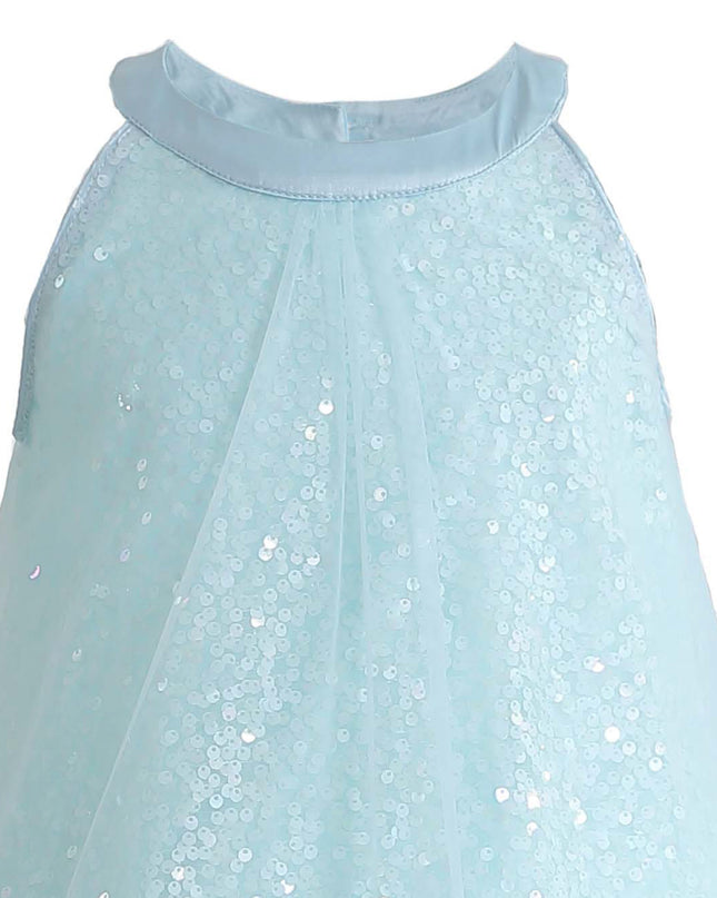 kids atelier mimi tutu Blue Amelisse Sequin Back Bow Dress