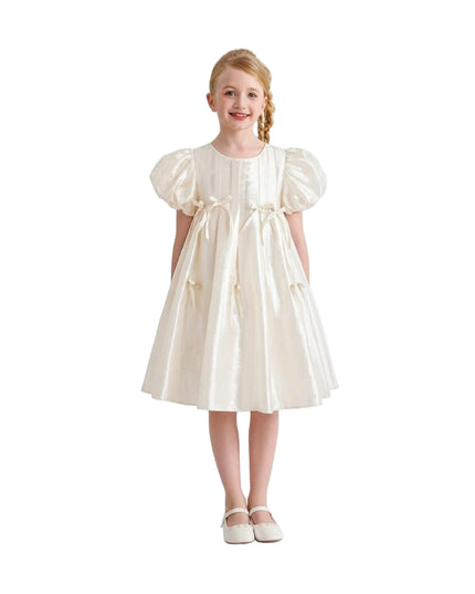 kids atelier mimi tutu Beige Sena Petal Bow Dress