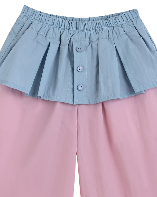 kids atelier mimi tutu Pink Pants with Blue Overlay