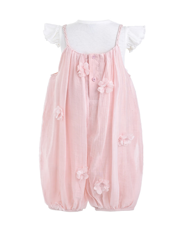 kids atelier mimi tutu Pink Romper & White Top Set