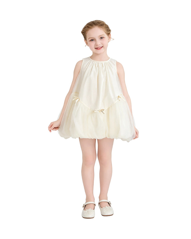 kids atelier mimi tutu Cream Marielle Layered Bow Tulle Dress