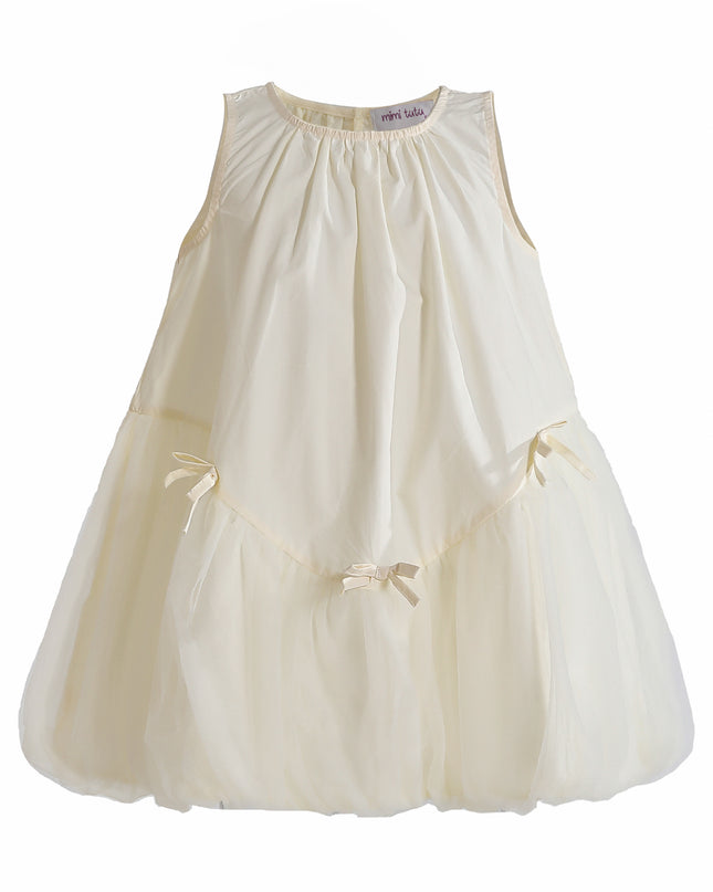 kids atelier mimi tutu Cream Marielle Layered Bow Tulle Dress
