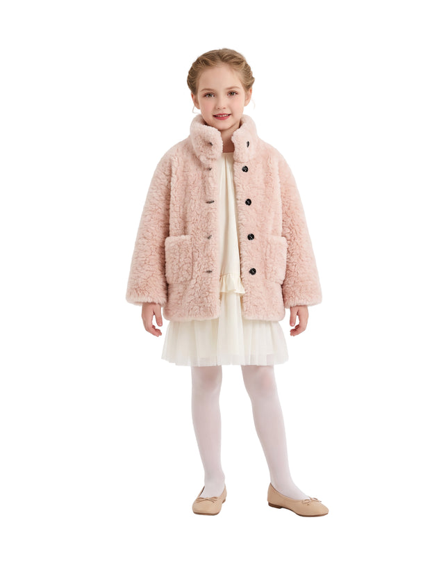 kids atelier mimi tutu Pink Shearling Coat