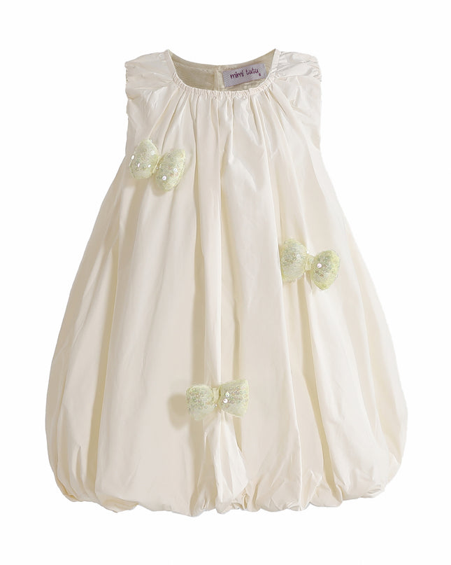kids atelier mimi tutu Cream Annalise Sequin Bow Balloon Dress