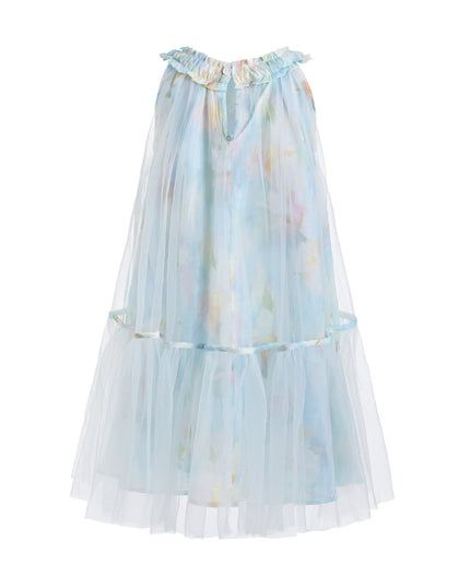 kids atelier mimi tutu Blue Rosamira Floral Tulle Dress