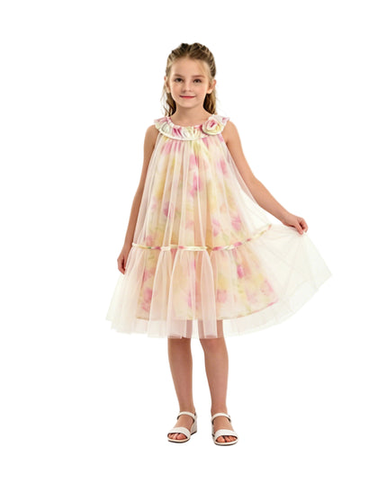 Yellow Rosamira Floral Tulle Dress