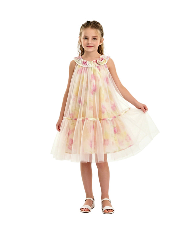 Yellow Rosamira Floral Tulle Dress