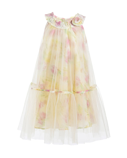 kids atelier mimi tutu Yellow Rosamira Floral Tulle Dress