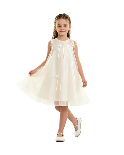 kids atelier mimi tutu White Kaia Ribbon Bow Dress