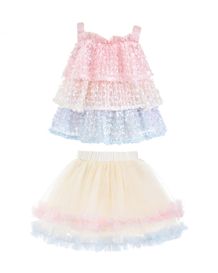 kids atelier mimi tutu Pink Pastel Elunara Ruffle Set with Hair Clip