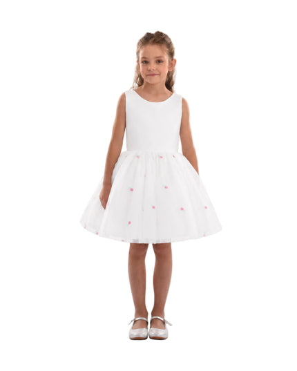 kids atelier mimi tutu White Eveloria Floral Tulle Bow Dress
