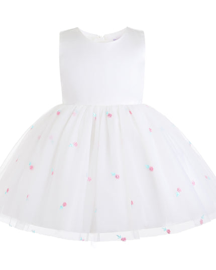 kids atelier mimi tutu White Eveloria Floral Tulle Bow Dress