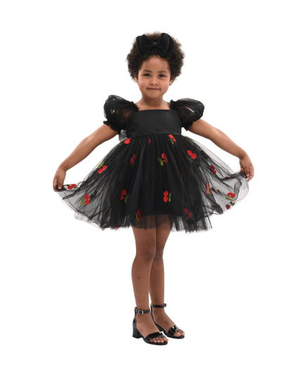 kids atelier mimi tutu Black Elysande Cherry Tulle Dress