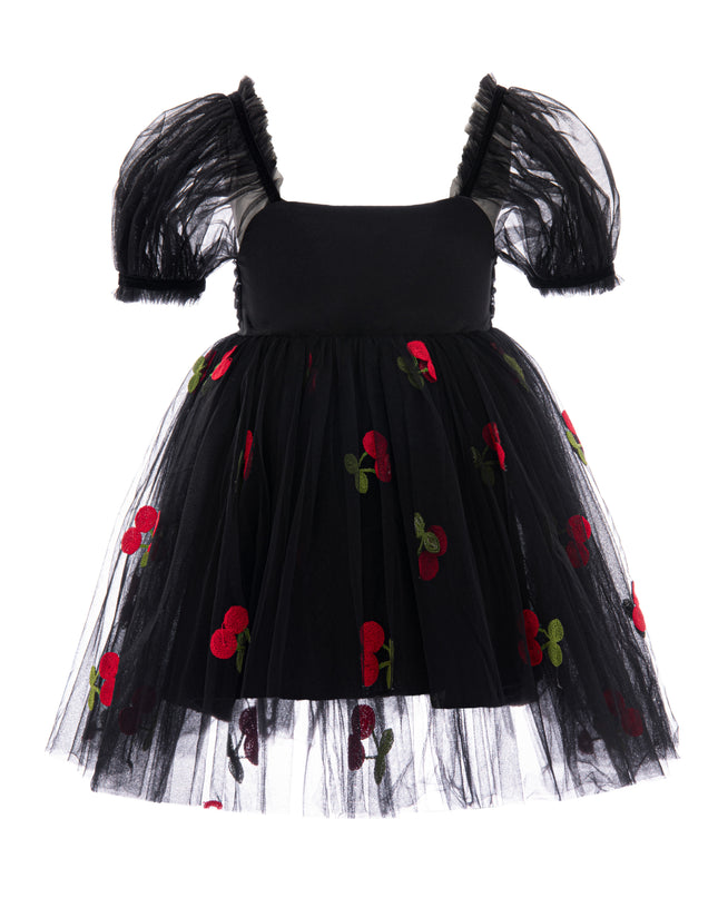 kids atelier mimi tutu Black Elysande Cherry Tulle Dress