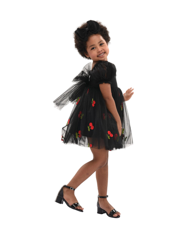 kids atelier mimi tutu Black Elysande Cherry Tulle Dress