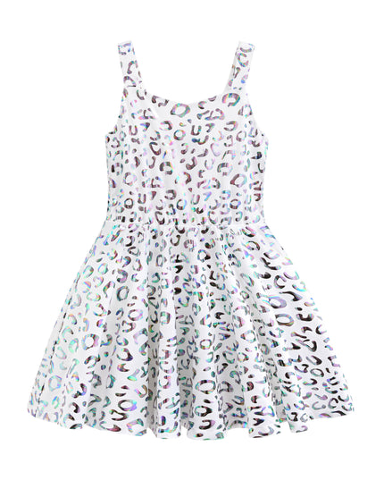 kids atelier mimi tutu White Arlisse Holographic Leopard Dress