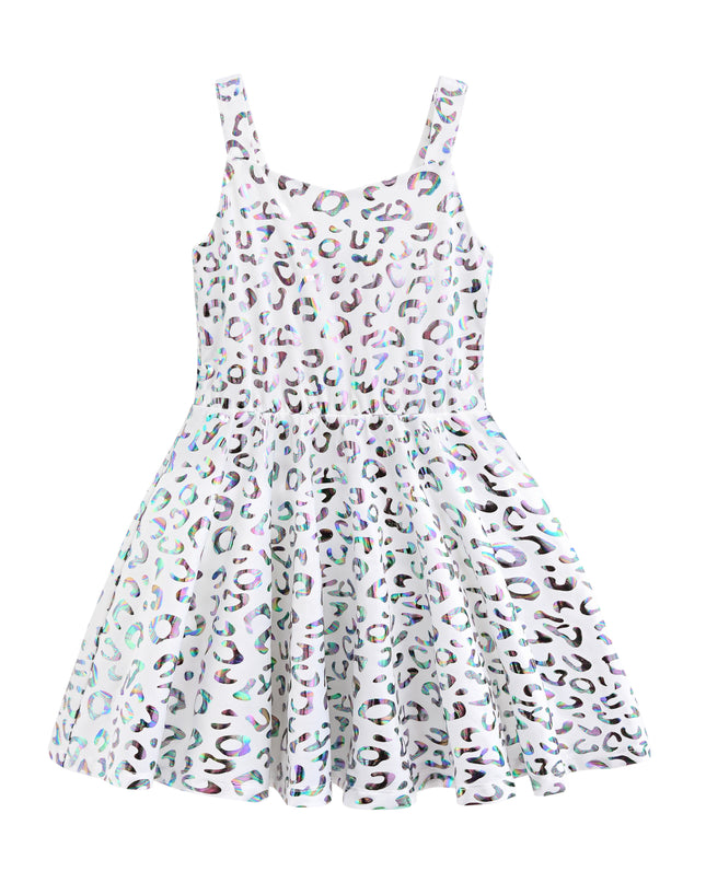kids atelier mimi tutu White Arlisse Holographic Leopard Dress