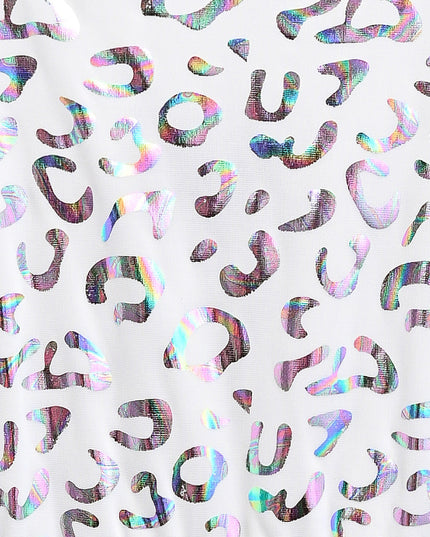 White Arlisse Holographic Leopard Dress