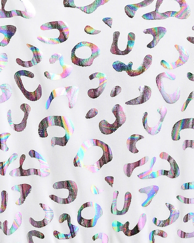 White Arlisse Holographic Leopard Dress