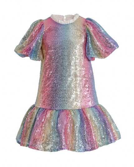 kids atelier mimi tutu Rainbow Aurenna Sequin Flared Dress