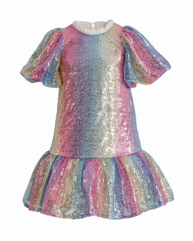 kids atelier mimi tutu Rainbow Aurenna Sequin Flared Dress