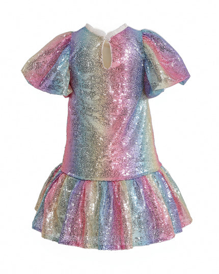 kids atelier mimi tutu Rainbow Aurenna Sequin Flared Dress