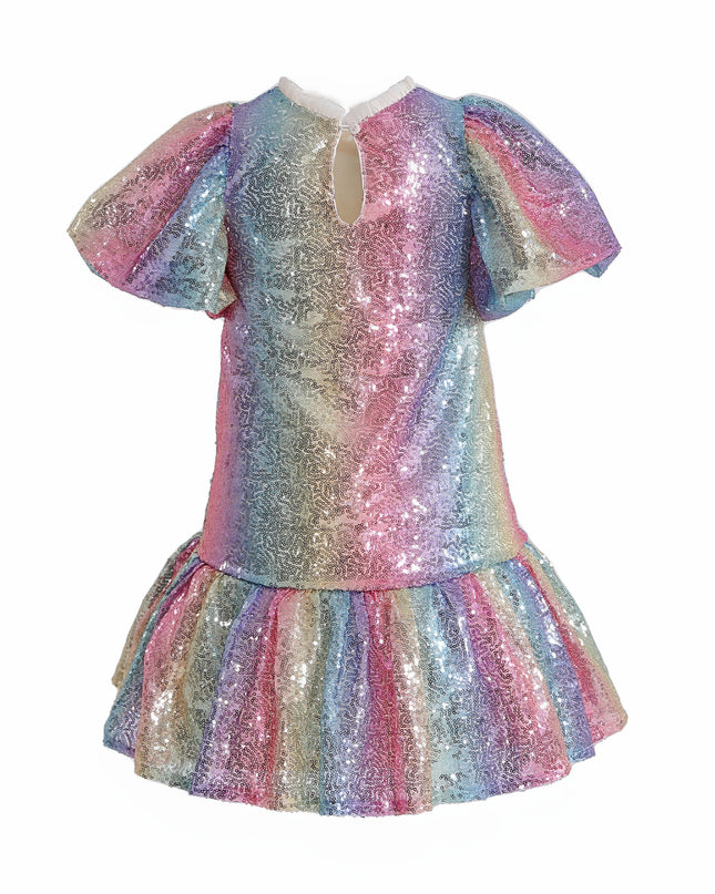 kids atelier mimi tutu Rainbow Aurenna Sequin Flared Dress